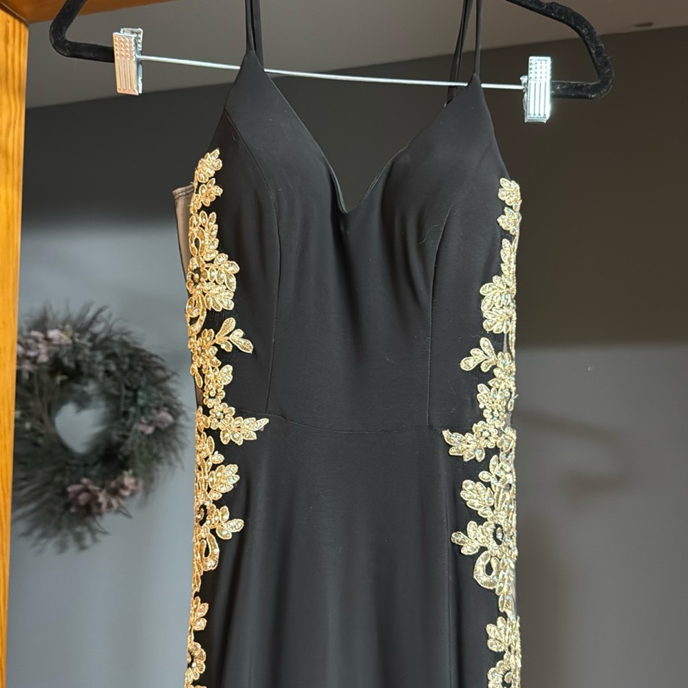 Black and Gold Elegant Prom Dress